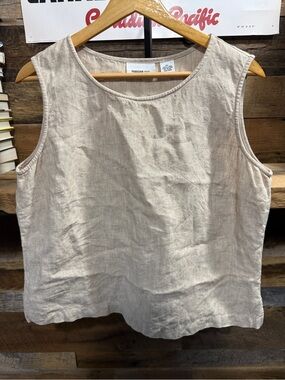 Parisian Works Natural Linen Sleeveless Tank